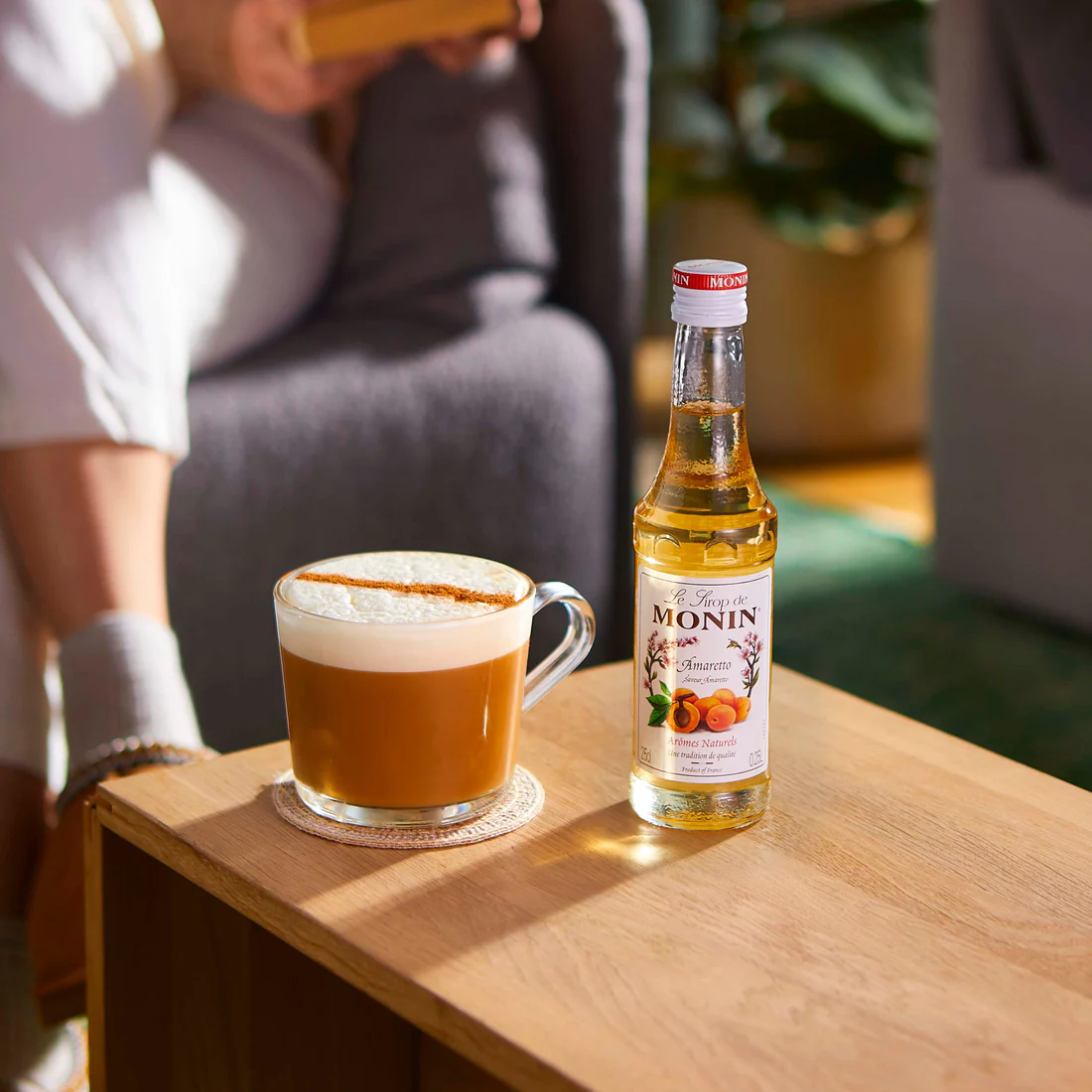 Iced latte with Monin Amaretto syrup